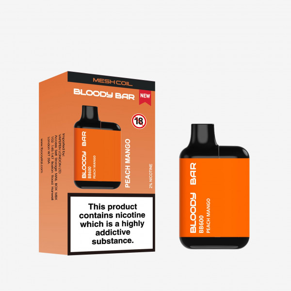 BLOODY BAR 600 PREFILLED POD KIT PEACH MANGO 20MG
