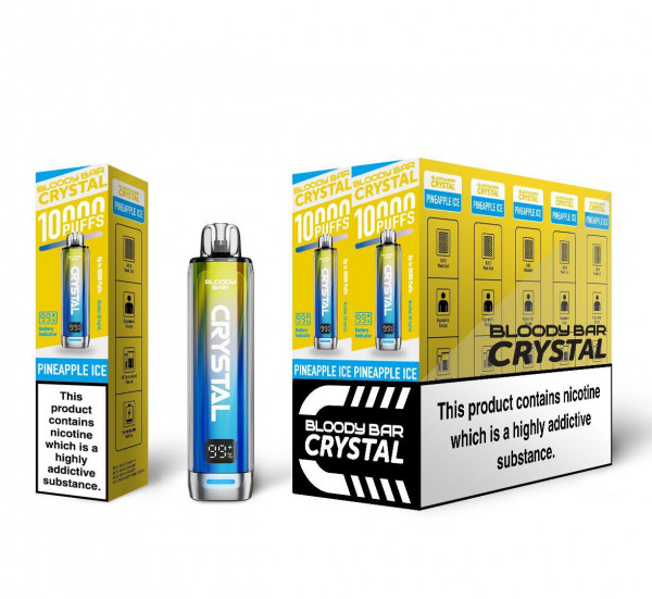 BLOODY BAR CRYSTAL 10000 PREFILLED POD KIT PINEAPPLE ICE 20MG